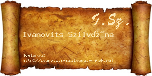 Ivanovits Szilvána névjegykártya